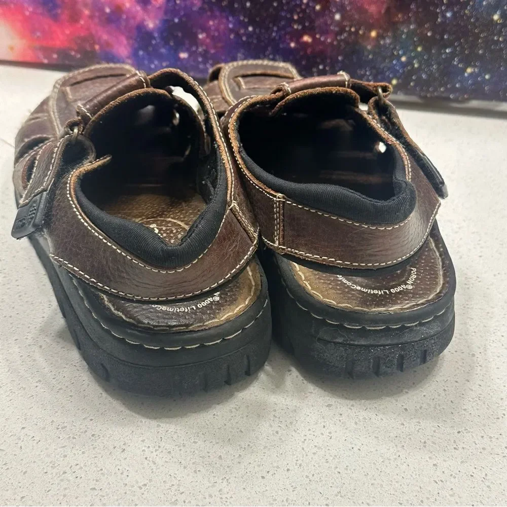 Thom McAn‎ Men's Size 9 Russ Leather Fisherman Sandals Slip On Casual Shoes